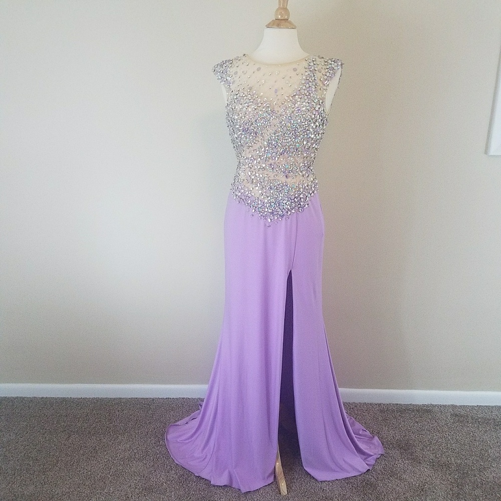 Rachel Allan Crystal Purple Dress